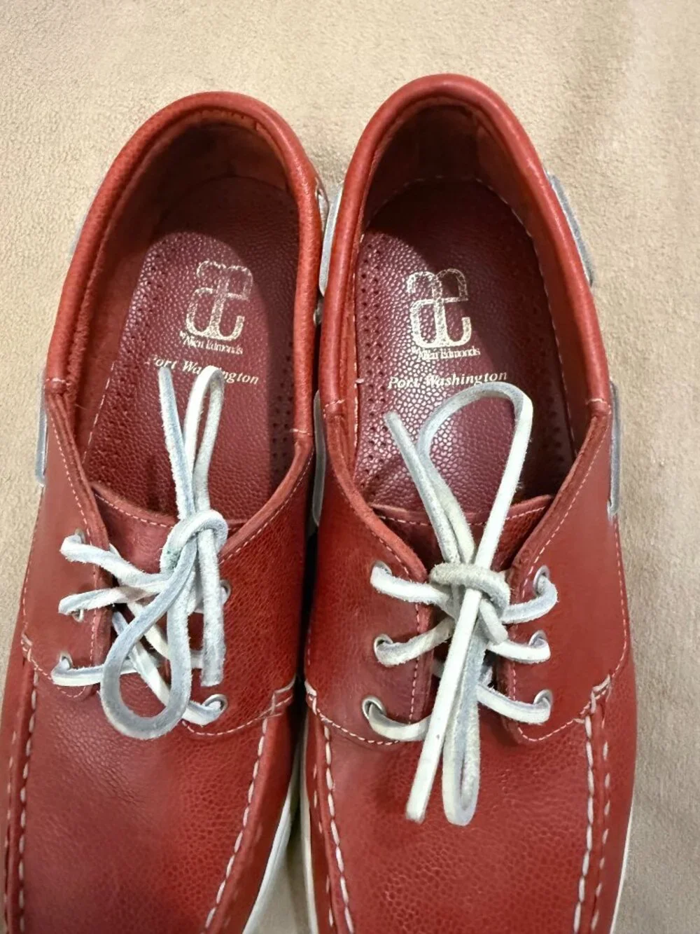 MENS RED ALLEN EDMONDS DECK SHOES SIZE 12 GREAT CONDITION
